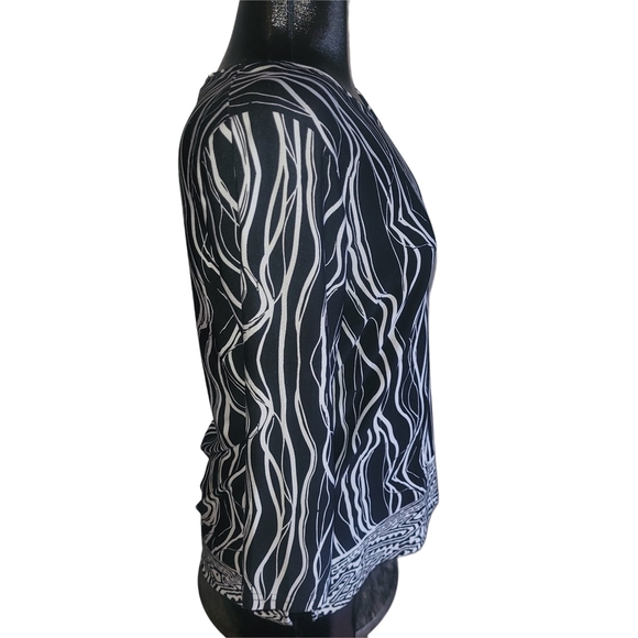 Lavena Black and White Patterned Top M - Picture 3 of 6
